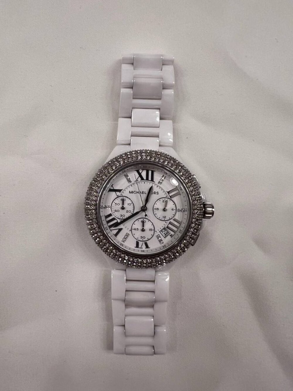 Michael Kors White Ceramic Quartz Chronograph Crystals - Picture 2 of 4